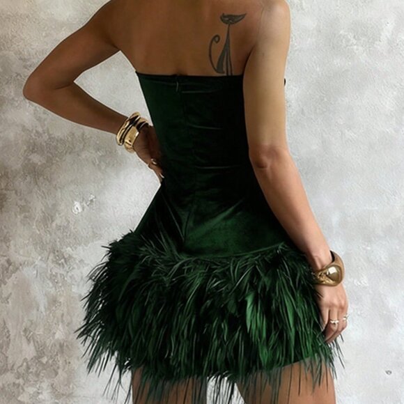 Green Elegant Women's Slim Fit Formal Dress - Picture 2 of 2